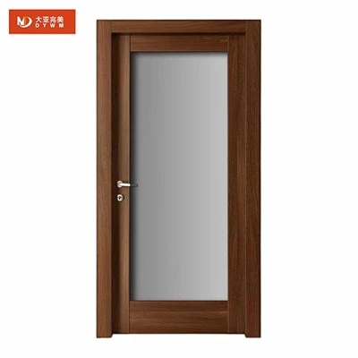 Porta de vidro com moldura de madeira para banheiro